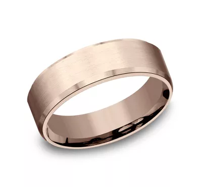 Satin Center Beveled Edge Comfort-Fit Band (7mm)