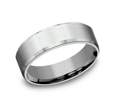 Satin Center Beveled Edge Comfort-Fit Band (7mm)