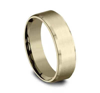 Satin Center Beveled Edge Comfort-Fit Band (7mm)