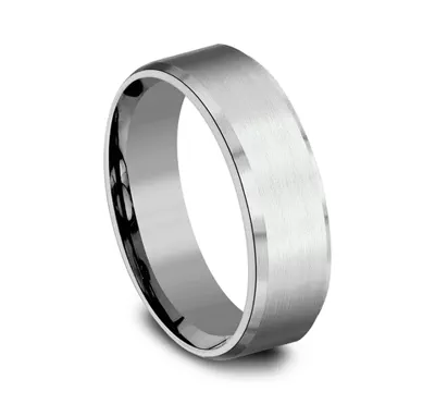 Satin Center Beveled Edge Comfort-Fit Band (7mm)