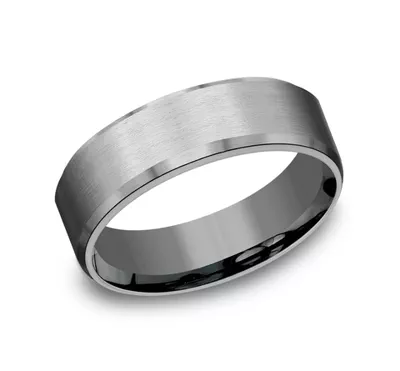 Slate Satin Beveled Comfort-Fit Band (7mm)
