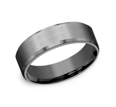 Midnight Satin Beveled Comfort-Fit Band (7mm)