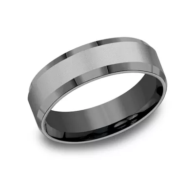 Sandblasted Tantalum Beveled Comfort Fit Band (7mm)