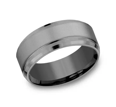 Sandblasted Tantalum Beveled Comfort Fit Band (9mm)