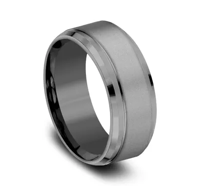 Sandblasted Tantalum Beveled Comfort Fit Band (9mm)