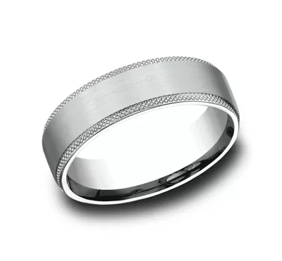 Satin Center Knurled Edge Comfort-Fit Band (6.5mm)