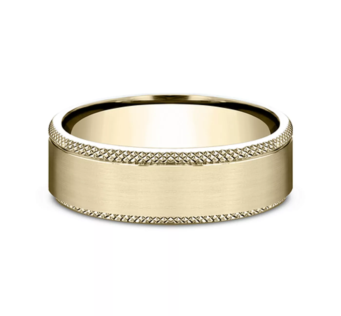 Satin Center Knurled Edge Comfort-Fit Band (6.5mm)