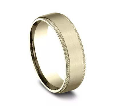 Satin Center Knurled Edge Comfort-Fit Band (6.5mm)