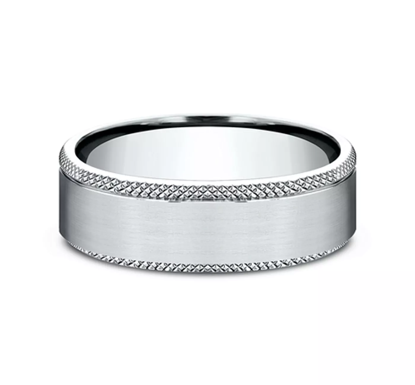 Satin Center Knurled Edge Comfort-Fit Band (6.5mm)