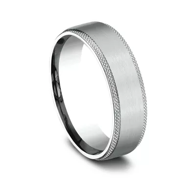 Satin Center Knurled Edge Comfort-Fit Band (6.5mm)