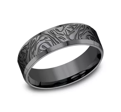 Ember Etched Beveled Comfort-Fit Band (7mm)