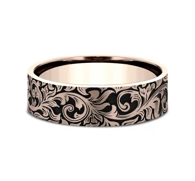 Nightfall Engraved Flat Comfort-Fit Band (8mm)