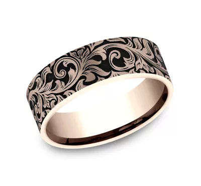 Nightfall Engraved Flat Comfort-Fit Band (8mm)