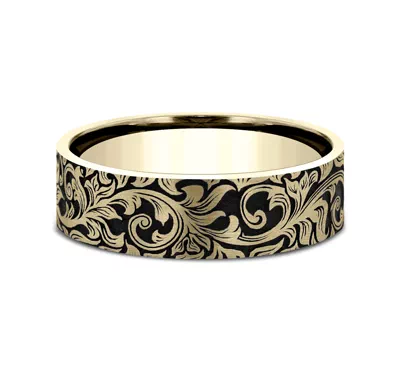 Nightfall Engraved Flat Comfort-Fit Band (8mm)