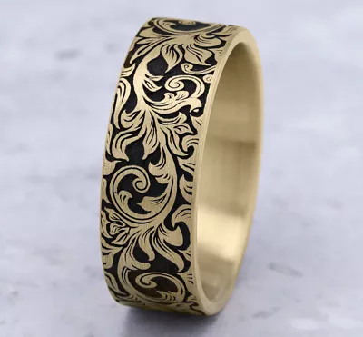 Nightfall Engraved Flat Comfort-Fit Band (8mm)