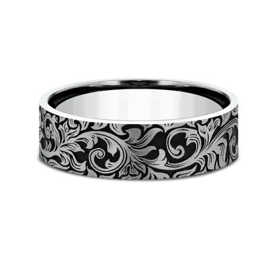 Nightfall Engraved Flat Comfort-Fit Band (8mm)