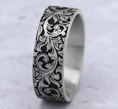 Nightfall Engraved Flat Comfort-Fit Band (8mm)