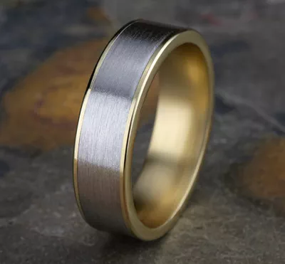Axis Satin Two-Tone Comfort-Fit Band (6.5mm)
