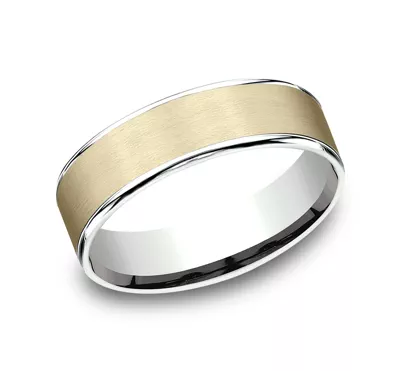 Axis Satin Two-Tone Comfort-Fit Band (6.5mm)