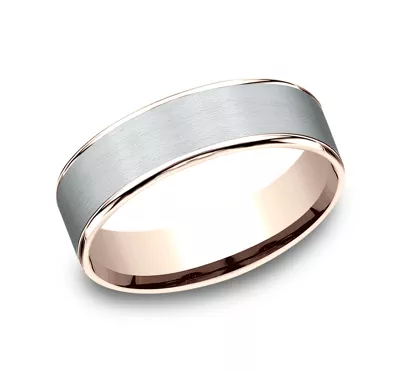 Axis Satin Two-Tone Comfort-Fit Band (6.5mm)