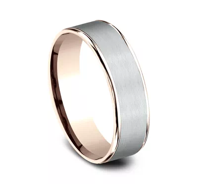 Axis Satin Two-Tone Comfort-Fit Band (6.5mm)