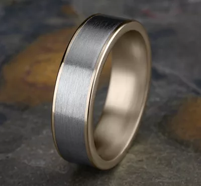 Axis Satin Two-Tone Comfort-Fit Band (6.5mm)