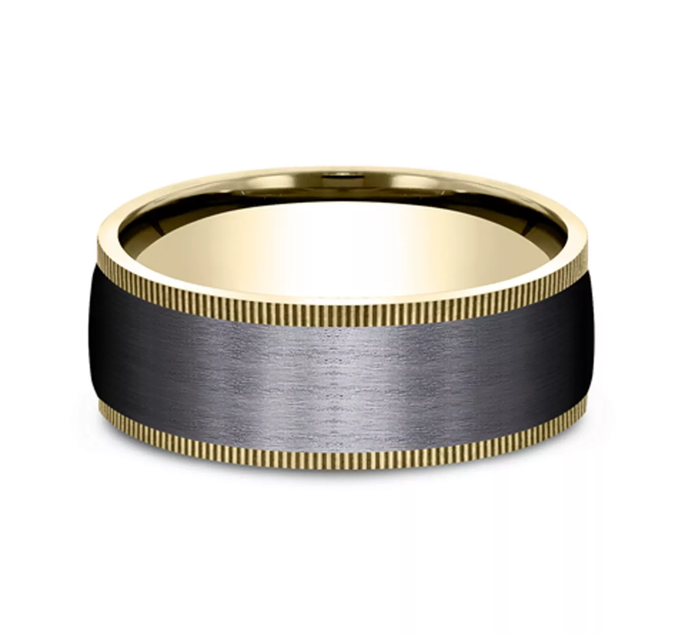 Satin Black Titanium & Gold Coin Edge Comfort-Fit Band (8mm)