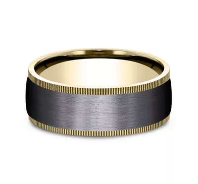 Satin Black Titanium & Gold Coin Edge Comfort-Fit Band (8mm)