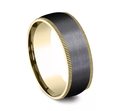 Satin Black Titanium & Gold Coin Edge Comfort-Fit Band (8mm)