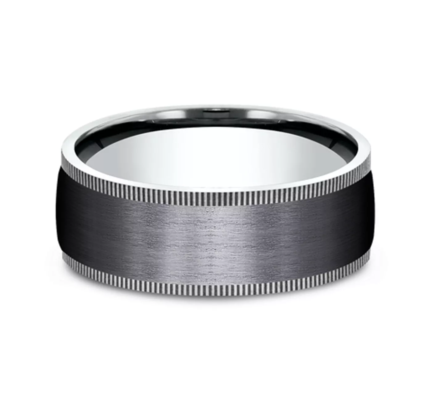 Satin Black Titanium & Gold Coin Edge Comfort-Fit Band (8mm)