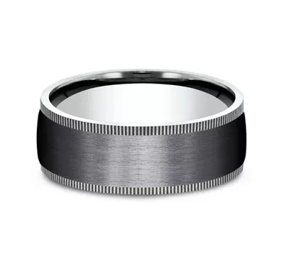 Satin Black Titanium & Gold Coin Edge Comfort-Fit Band (8mm)