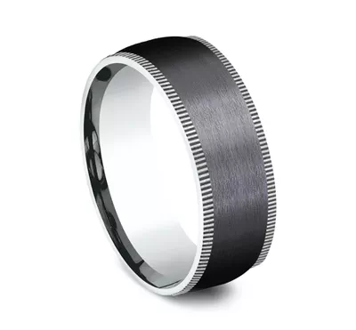 Satin Black Titanium & Gold Coin Edge Comfort-Fit Band (8mm)