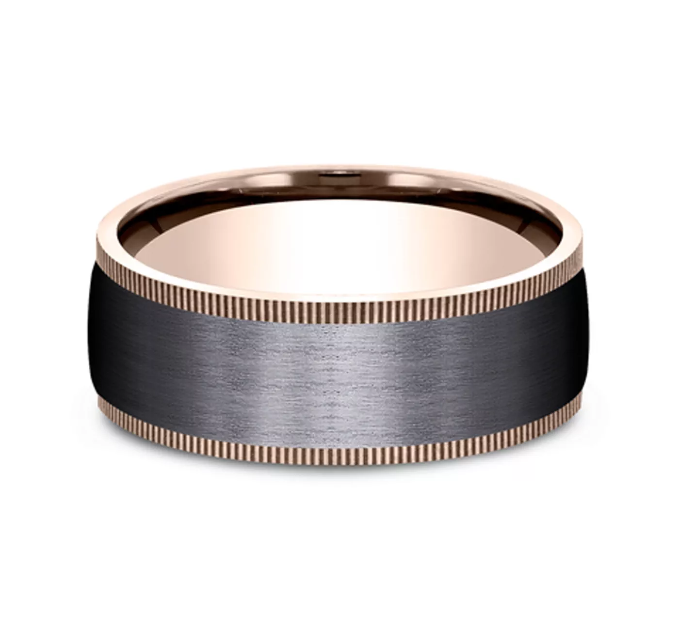 Satin Black Titanium & Gold Coin Edge Comfort-Fit Band (8mm)