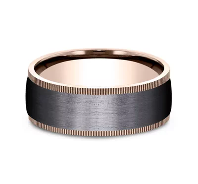 Satin Black Titanium & Gold Coin Edge Comfort-Fit Band (8mm)