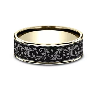 Midnight Star Engraved Comfort-Fit Band (7.5mm)