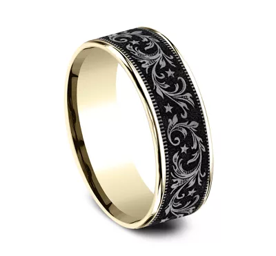 Midnight Star Engraved Comfort-Fit Band (7.5mm)