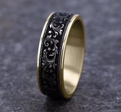 Midnight Star Engraved Comfort-Fit Band (7.5mm)