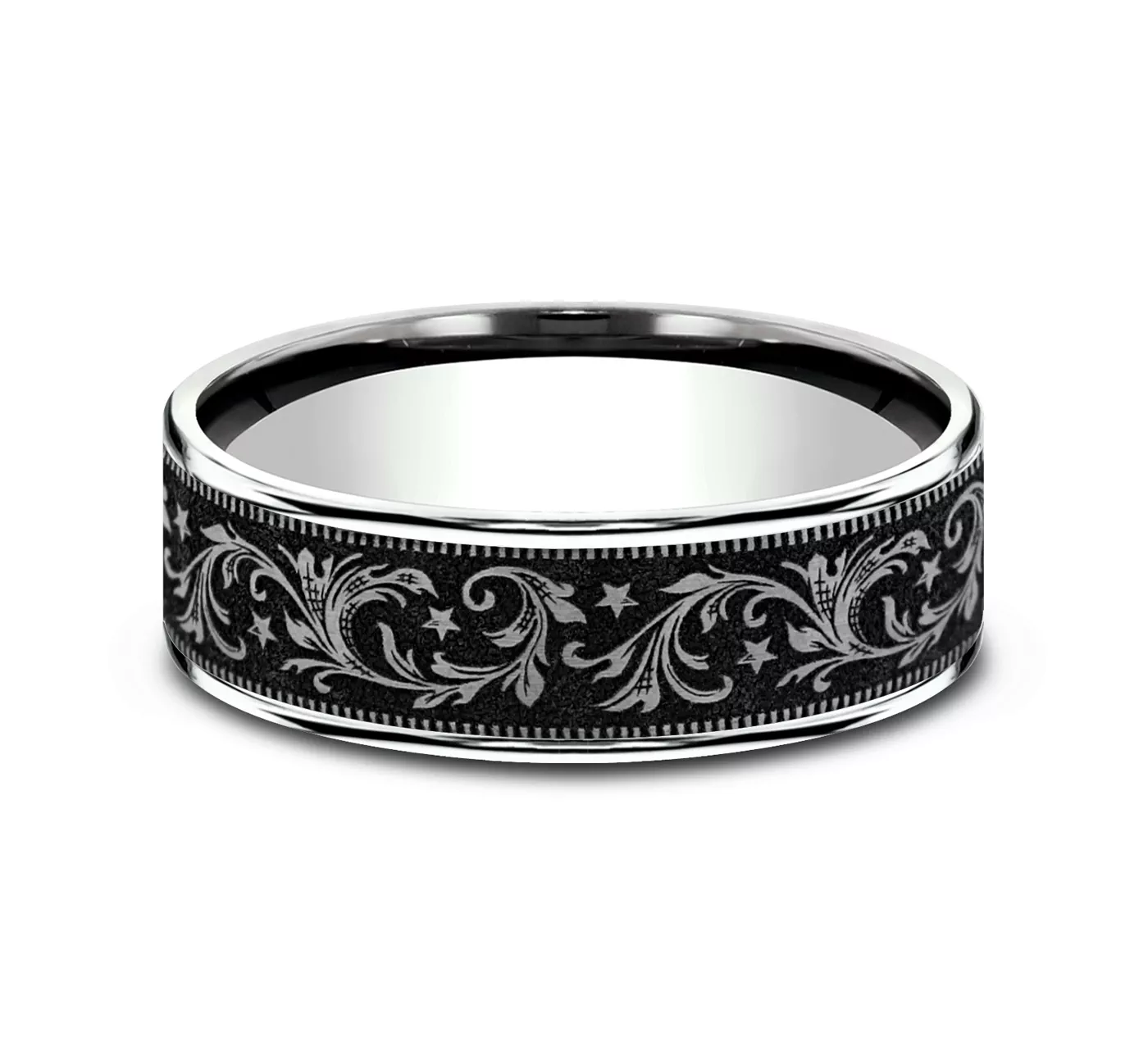 Midnight Star Engraved Comfort-Fit Band (7.5mm)
