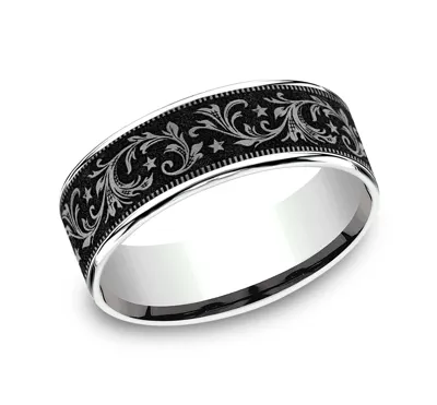 Midnight Star Engraved Comfort-Fit Band (7.5mm)
