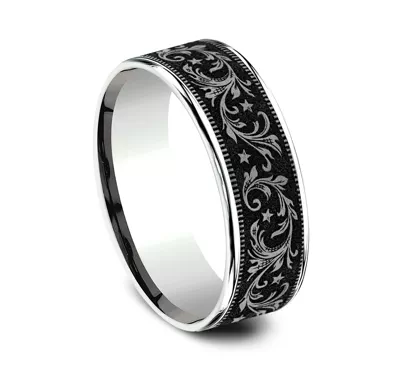 Midnight Star Engraved Comfort-Fit Band (7.5mm)