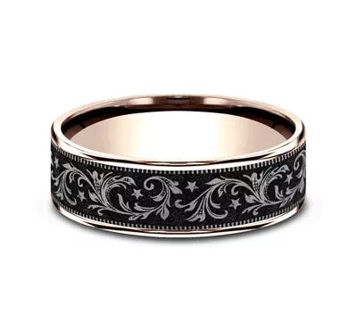 Midnight Star Engraved Comfort-Fit Band (7.5mm)