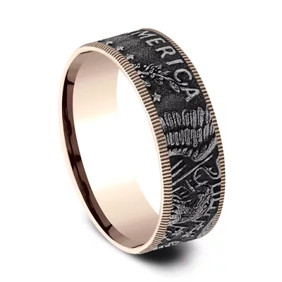 Liberty Coin-Edge Two-Tone Comfort-Fit Band (7.5mm)
