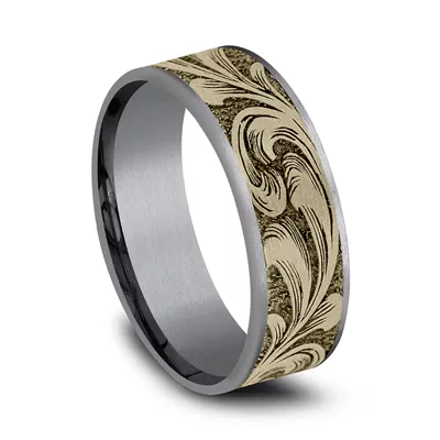 Scrollforge Engraved Two-Tone Comfort-Fit Band (7.5mm)