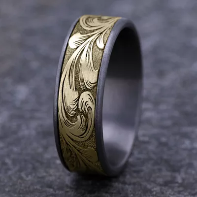 Scrollforge Engraved Two-Tone Comfort-Fit Band (7.5mm)