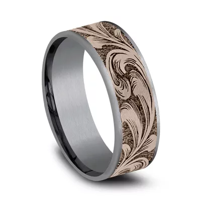 Scrollforge Engraved Two-Tone Comfort-Fit Band (7.5mm)