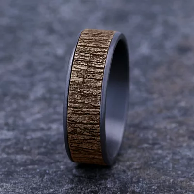 Ridgebark Two-Tone Comfort-Fit Band (7.5mm)