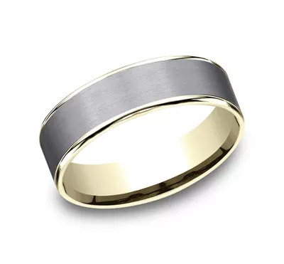 Satin Tantalum Two-Tone Comfort-Fit Band (6.5mm)