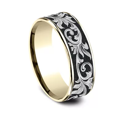 Orchid-Inspired Black Titanium Two-Tone Comfort-Fit Band (7.5mm)