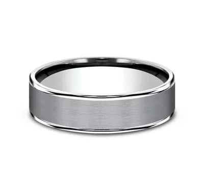 Satin Tantalum Two-Tone Comfort-Fit Band (6.5mm)