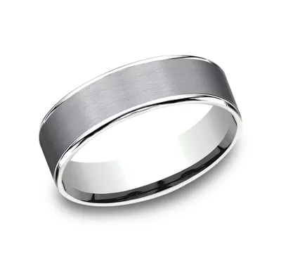 Satin Tantalum Two-Tone Comfort-Fit Band (6.5mm)